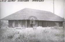 Railroad L.S. & I. Depot, Chatham, Michigan MI Michigan RPPC Photo Postcard COPY