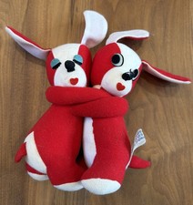 Vintage Commonwealth Enco Red  White Hugging Puppy Dog Plush Stuffed Animal HTF