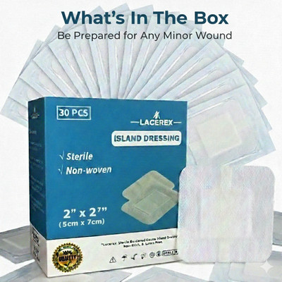 Island Wound Dressing 2x2.75 Adhesive Sterile 10 Box Lot 300 Pcs Exp 12/2026
