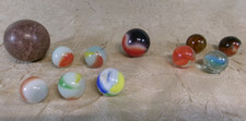 Antique Vintage Old Marbles Lot Different Sizes and Colors Lot of 11 - 1 chipped