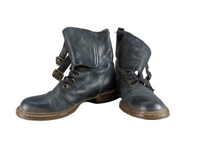 Ras Damen Schuhe Stiefel Gr. 36 schwarz Leder Stiefeletten Rund Used Style (W)