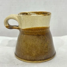 Studio Art Pottery Brown & Cream Glazed Mug Signed Andrew 2015