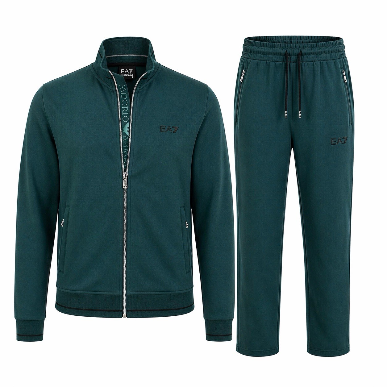 Emporio Armani Ea7 Men’s Green Tracksuit Set Zip Jacket & Pants Cotton M 2 Piece