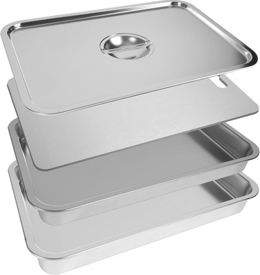 20'' Stainless Steel Grill Carry System, 4-Piece Deep & Shallow Trays with Lid an