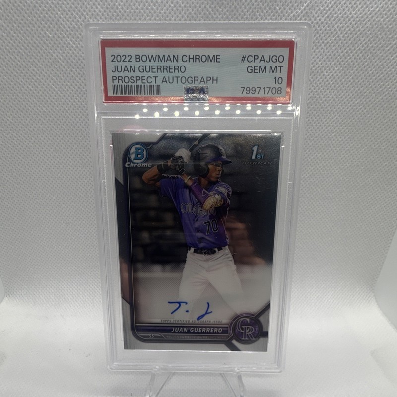 Topps 2022 Bowman Chrome Juan Guerrero 1st Bowman Rookie Auto PSA 10 CPA-JGO