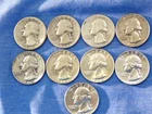Lot of 9 - Washington Silver Quarters Circulated -  1936-1964 - P&D   AS59