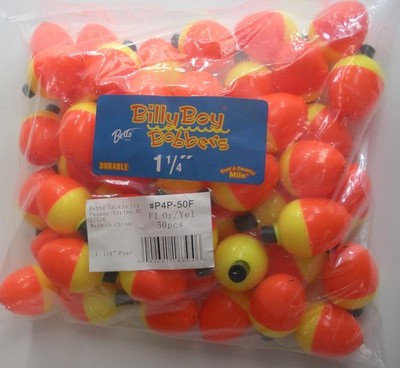 Betts P4P-50PF Pear Shape Snap On Unweighted Float 1.25'' Yellow/Orange Bag of 50