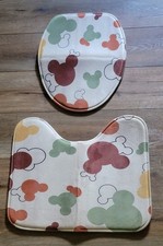 Disney Mickey Mouse Head Icon Toilet Seat Cover Matching Rug Earth Tones