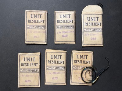6 Lot Hamilton 18-Size (18s) 18s Pocket Watch Mainspring Vintage NOS Bulk Nice