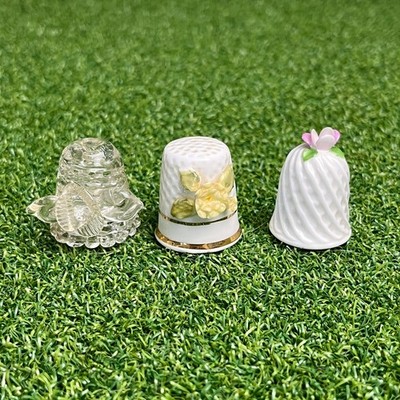Vintage Collectible Decorative Thimbles Clear Glass Enesco Porcelain
