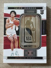 2021 Impeccable Jalen Johnson 1 OZ Silver Vertical Logo Bar Rookie Card RC /20