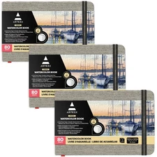 ARTEZA Watercolor Book, Pack of 3, 80 Pages Each, 3.5x5.5 Office Product