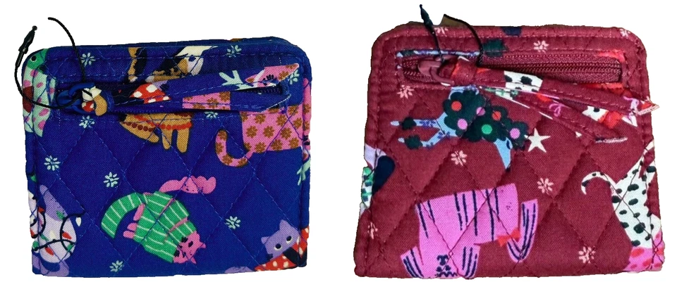 Vera Bradley Essential Cartera Pequeña Acolchada Gatos Perros Regalo de Vacaciones Perros Nuevo con Etiquetas Foto 2 de 3