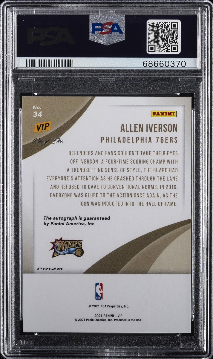 2022 PANINI NAT VIP AUTO-PEACOCK 1/1 #34 ALLEN IVERSON 1/1