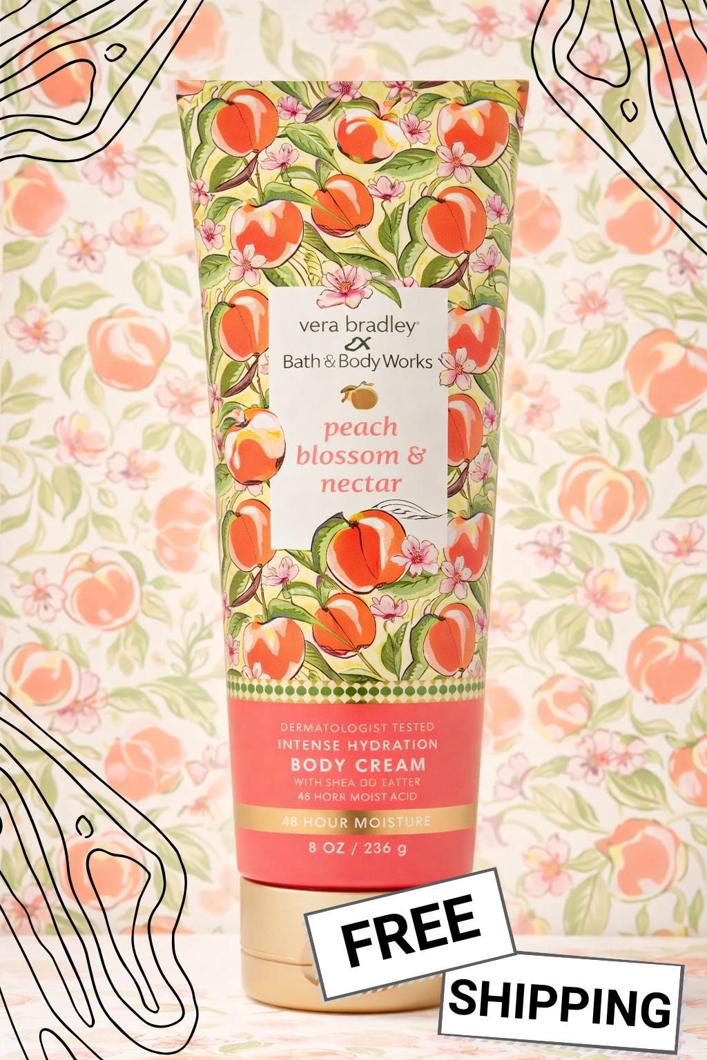 Bath & Body Works Peach Blossom & Nectar Body Cream 8 oz / 226 g