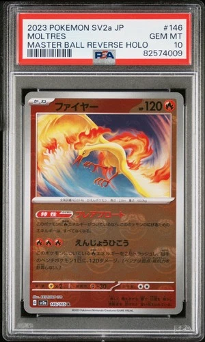2023 Pokemon Japanese 151 Moltres SV2a 146/165 Master Ball Reverse Holo PSA 10