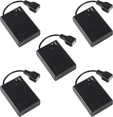 5Pcs 3 AA Battery Holder, USB Female Socket 3 AA Battery Case Box Holder 4.5-5V