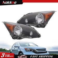 For 2007-2011 Honda Crv Cr-v Black Housing Amber Corner Headlights Assembly Pair