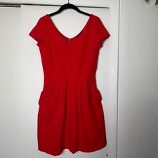 Mango Basics Red V-Neck Flare Mini Dress Size 6