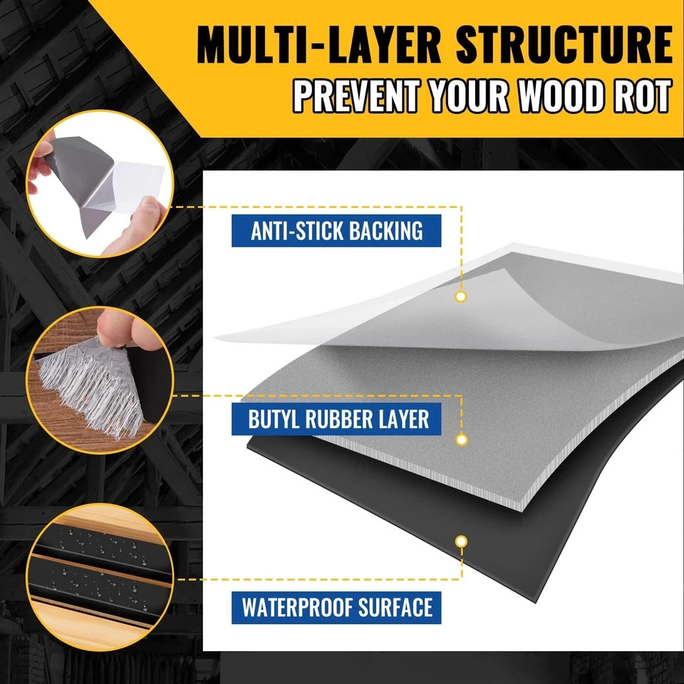 VIVIDA Butyl Joist Tape for Decking 3" × 50' (2 Roll), Waterproof Deck Joist ...