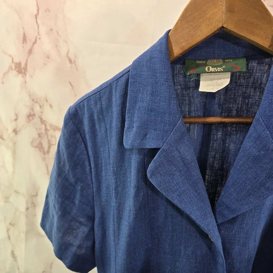 Vestido Vintage Mujer Grande Azul Lino Cambray Camisa Años 90 Maxi Midi Largo Botón  Foto 2 de 4