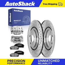Front Drilled Slotted Brake Rotors Ceramic Pads Calipers for Toyota Sienna