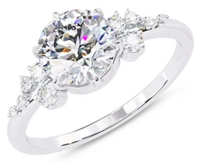 IGI 1.37 Ct Round Cut Lab Grown Diamond Cluster Engagement Ring 14K White Gold