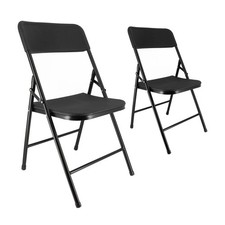 Chaises pliantes noires - Lot de 2 chaises pliables de jardin - Structure en Ac