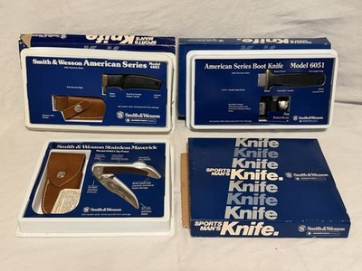Set of 3 Vintage S&W Smith & Wesson Sportsman s Knives #6051, 6083, 6061 USA
