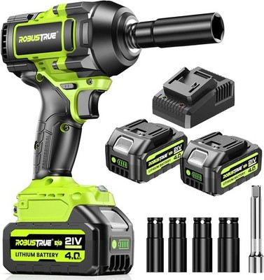 Robustrue 1/2'' 1100N.m Cordless Impact Wrench for Home Car Tires Truck Mover