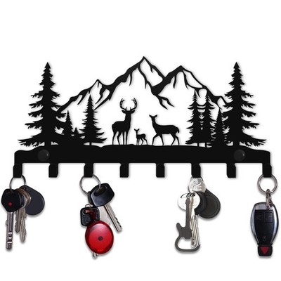 Keys Hooks for Wall, Metal Deers Hooks, 8 hooks, Christmas Decor Deer Wall Me...