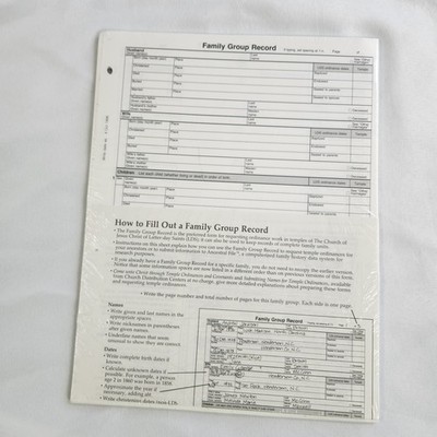 25 Old Family Group Record Refill Page Sheets Mormon LDS Genealogy Temple