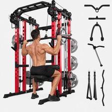 Smith Machine Power Cage 2000LB Home Gym LAT Pulldown Squat Rack