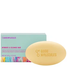 Good Molecules Hydrate and Cleanse Bar - Soap Free Bar with Shea Butter and M...
