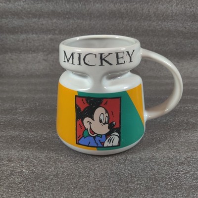 Vtg Mickey Mouse Travel Mug Disney Store Twist Lock Lid Made In USA 90s Ceramic