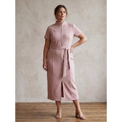 enfocus studio pink dress Enfocus Studio Size 14 Dress Pink Navy Blue Zipper Accent Stretch