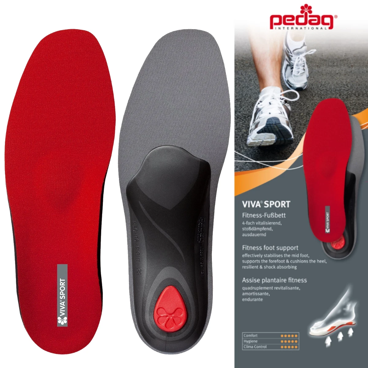 Pedag VIVA Sport Orthotic Semi rigid Insole for Impact Sports w