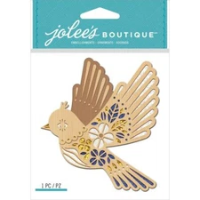 Crafts Stickers Jolee's Laser Cut Wood Bird Glitter Intricate Details Blue Gold