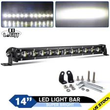 14 inch 900W Led Light Work Bar Single Row Spot Flood Offroad 4WD Truck SUV ATV