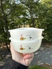 2 Vintage Anchor Hocking Fire King BC Comics Dinosaur Cereal Bowls
