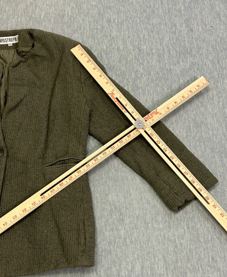 Blazer Apostrophe Mujer 38 Medio Verde Un Botón Mezcla Lana Chaqueta Francia Foto 4 de 4