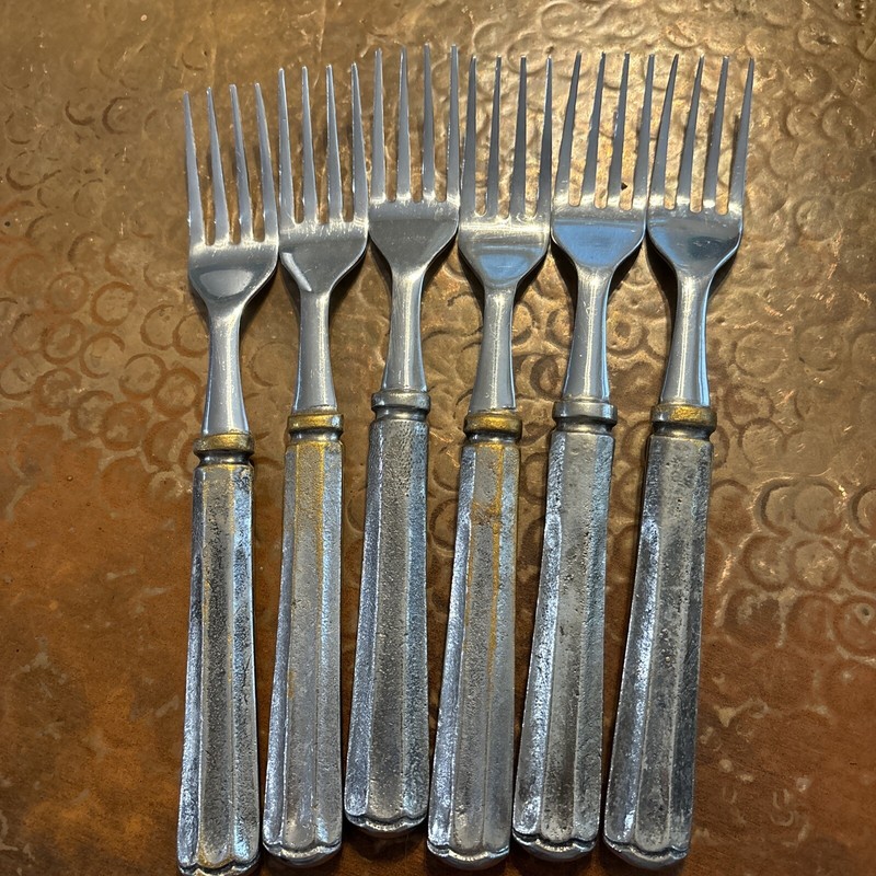 Pottery Barn TIVOLI Brass Stainless India Flatware Fork Dinner Price For Each