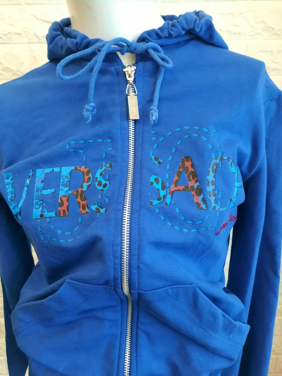 Versace Jeans Couture Full Zip hoodie cardigan sweatshirt Womens Size S Blue