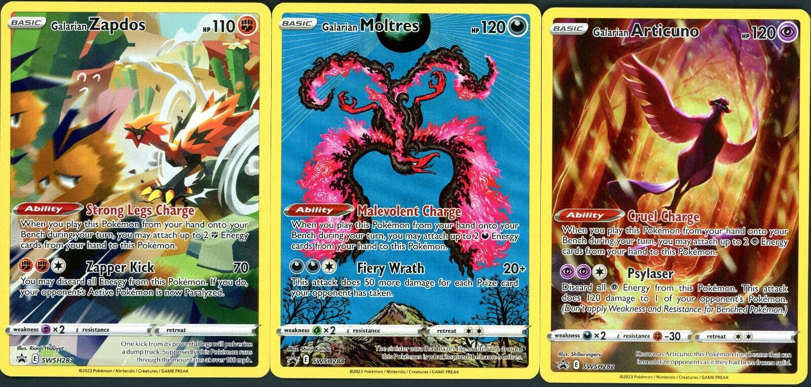 Galarian Articuno Zapdos Moltres - Evolving Skies - Legendary Card Set -  Rare 3 Card Lot