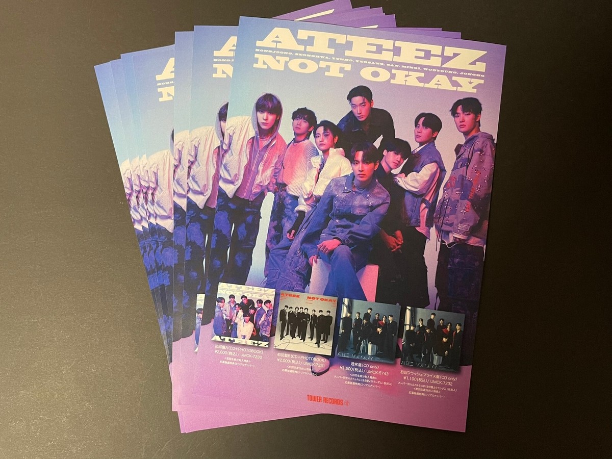 ATEEZ NOT OKAY Tower Records flyer total 8 types Japanese | eBay
