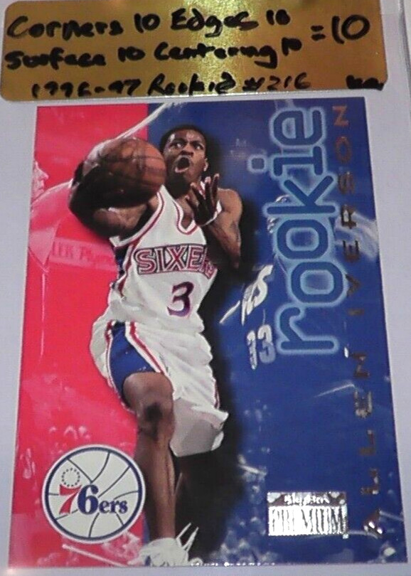 1996-97 Skybox Premium Basketball Allen Iverson Grade 10 Rookie Card #216 Sixers