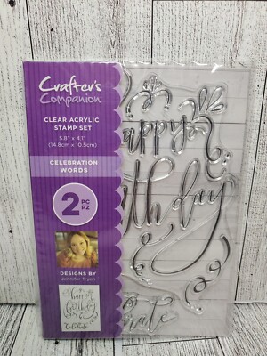 CST1 Crafters Companion Celebration Words Birthday  clear acrylic stamps new