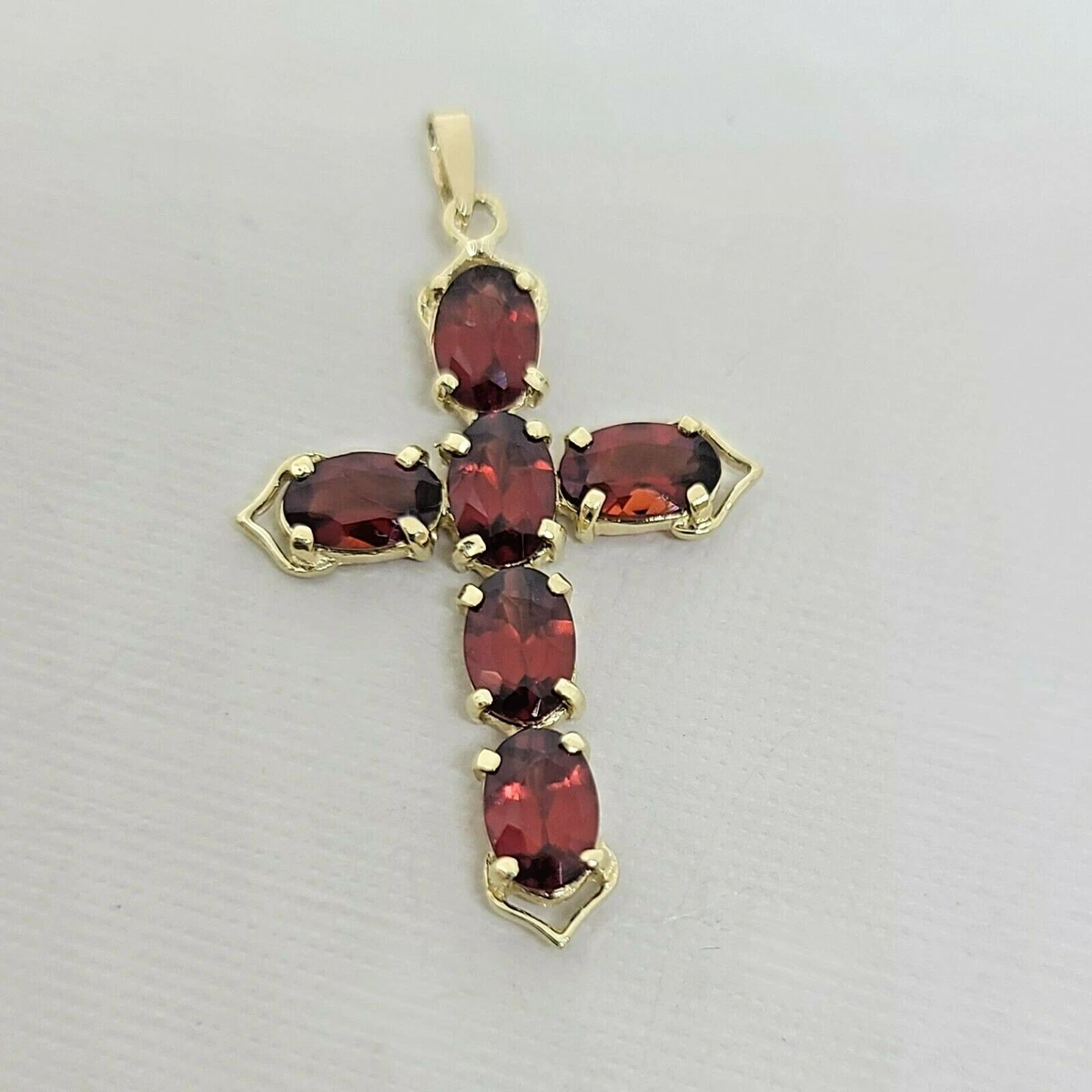 Vintage Garnet Cross Pendant in 14KT Yellow Gold | eBay