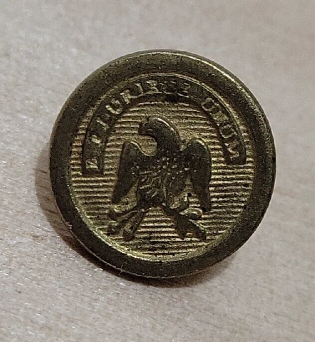 Botón Antiguo Raro, Botón Diseño Águila Patriótica Años 1820, "Naranja Rico" BM Foto 4 de 4