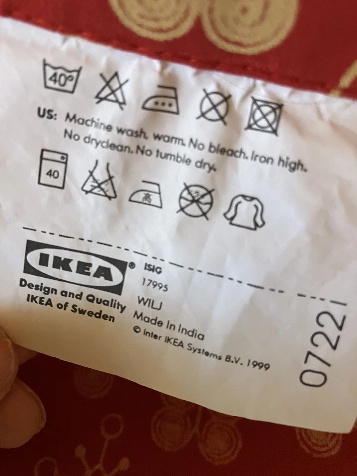 Panel de cortina IKEA Wilj rojo y blanco sin dobladillo 24 x 116 tela moderna Scandi NUEVO Foto 4 de 4